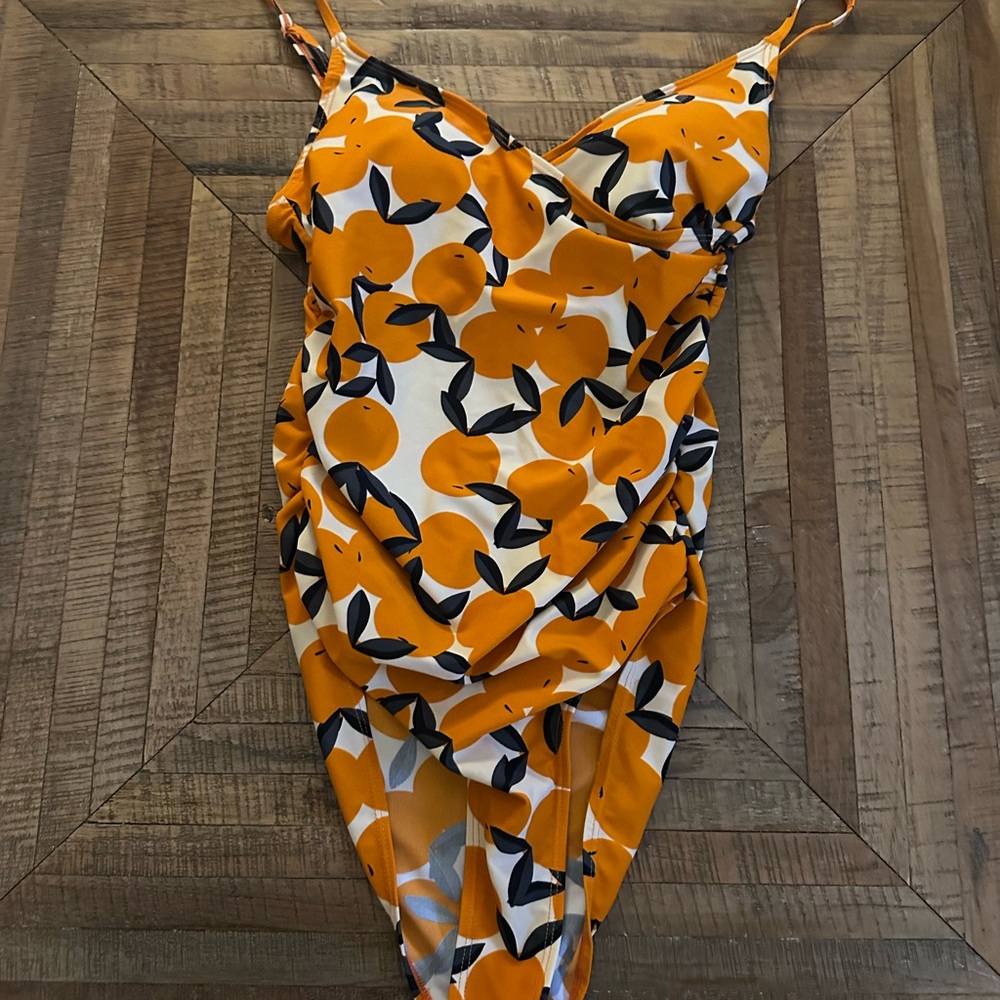 Orange Floral Women's One Piece Swimsuit